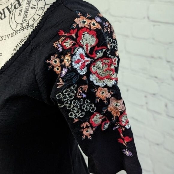 Free People Bohemian Garden Party Black Embroidered Dress Size XS - Picture 6 of 10